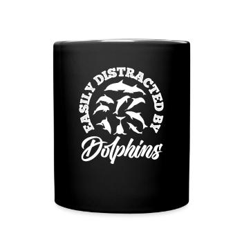 Easily distracted by dolphins - Full Colour Mug - black - Front