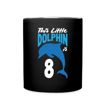 This little dolphin is 8 8th birthday - Full Colour Mug - black - Front