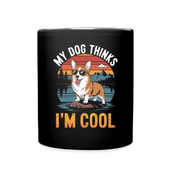 Corgi mon chien pense que je suis cool - Mug uni - noir - Devant