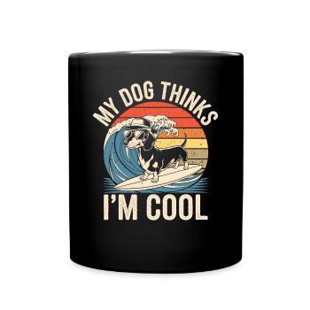 Teckel mon chien pense que je suis cool - Mug uni - noir - Devant