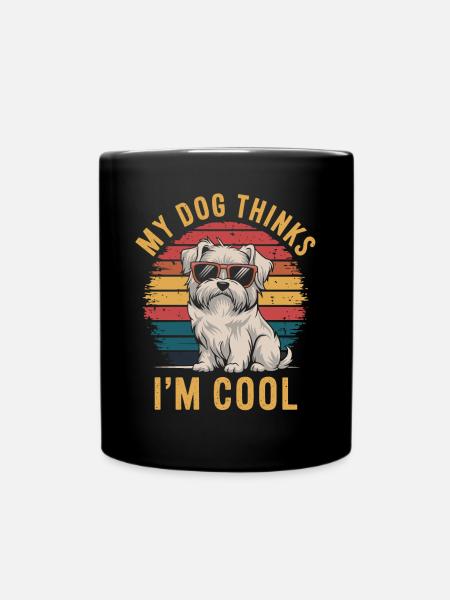 Chien maltais mon chien pense que je suis cool - Mug uni - noir