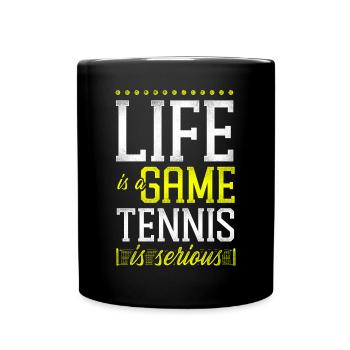 Drôle de joueur de tennis raquette la vie est - Mug uni - noir - Devant