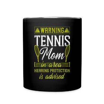Funny Tennis Player Racket Mom - Full Colour Mug - black - Front