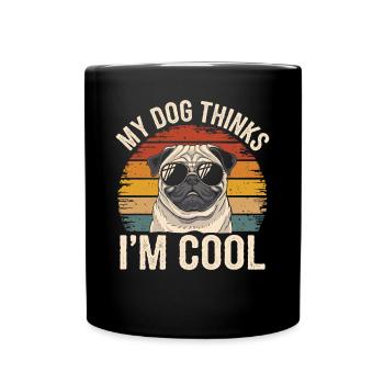 Carlin mon chien pense que je suis cool - Mug uni - noir - Devant