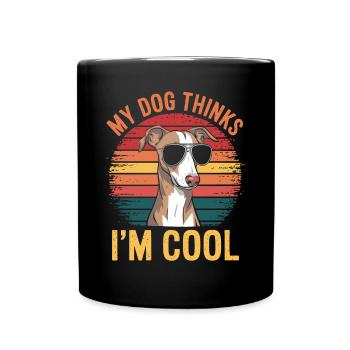 Whippet Mon chien pense que je suis cool - Mug uni - noir - Devant