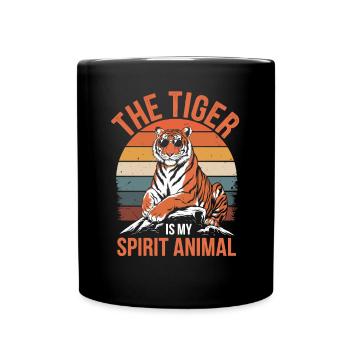 The Tiger Is My Power Animal Retro Style - Full Colour Mug - black - Front