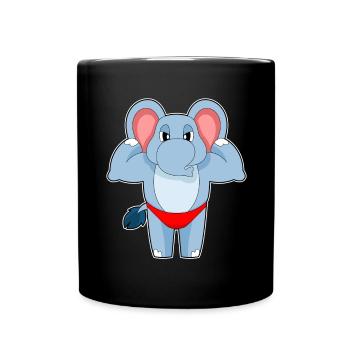 Elephant Bodybuilder Bodybuilding Sport - Full Colour Mug - black - Front