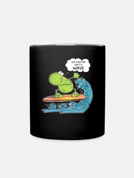 Life Is Better With A Wave Surfer Frosch Surfen - Tasse einfarbig - Schwarz