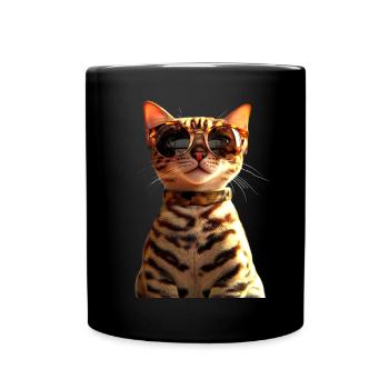 Bengal Katze Leopard Cat Leopardette Bengal Katzen - Tasse einfarbig - Schwarz - Vorne