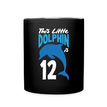 This little dolphin is 12 12th birthday - Full Colour Mug - black - Front