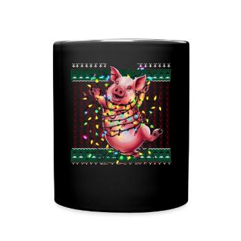 Cochon Moche Noël Noël Père Noël - Mug uni - noir - Devant