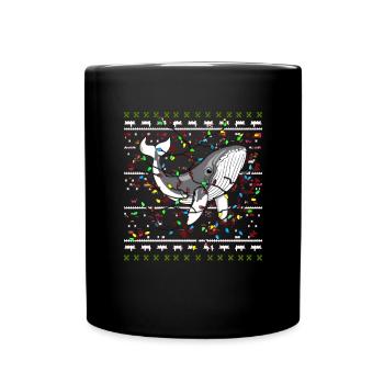 baleine moche Noël Noël Père Noël - Mug uni - noir - Devant