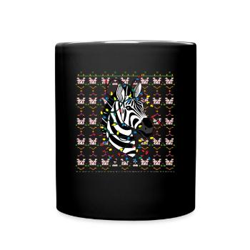 Zebra Ugly Christmas Weihnachten Xmas Santa Claus - Tasse einfarbig - Schwarz - Vorne