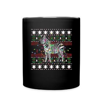 Zebra Ugly Christmas Weihnachten Xmas Santa Claus - Tasse einfarbig - Schwarz - Vorne