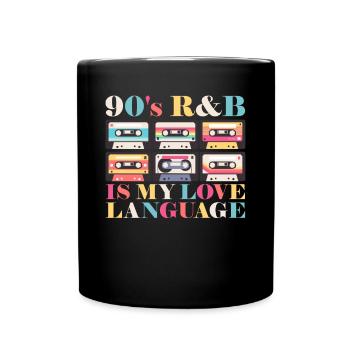 90er R&B ist meine Liebessprache Kassettenband 90e - Tasse einfarbig - Schwarz - Vorne