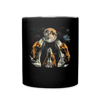 Basset Hound Chien Lune Hurlante - Mug uni - noir - Devant