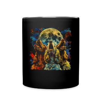 Cocker Spaniel Dog Howling Moon - Full Colour Mug - black - Front