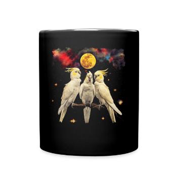 Nymphensittich Papagei Heulender Mond - Tasse einfarbig - Schwarz - Vorne