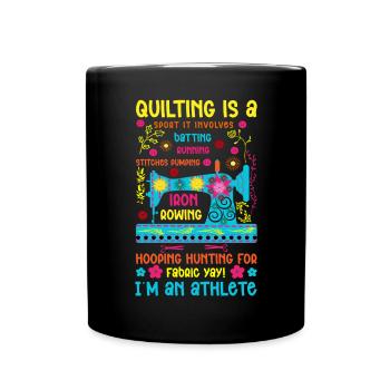 Quilt Knitting Crochet Sewing Machine Fabric - Full Colour Mug - black - Front