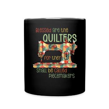 Quilt Knitting Crochet Sewing Machine Fabric - Full Colour Mug - black - Front