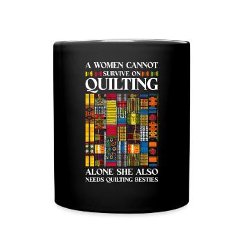 Quilt Knitting Crochet Sewing Machine Fabric - Full Colour Mug - black - Front