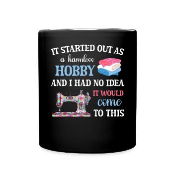 Quilt Knitting Crochet Sewing Machine Fabric - Full Colour Mug - black - Front