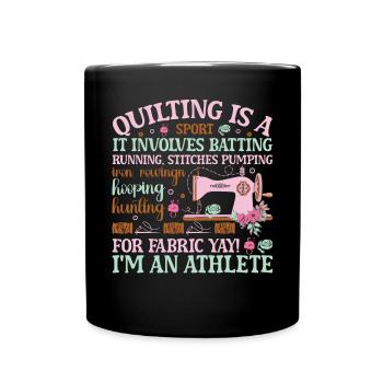 Quilt Knitting Crochet Sewing Machine Fabric - Full Colour Mug - black - Front