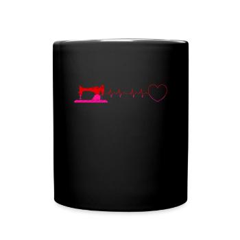 Quilt Knitting Crochet Sewing Machine Fabric - Full Colour Mug - black - Front