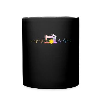 Quilt Knitting Crochet Sewing Machine Fabric - Full Colour Mug - black - Front