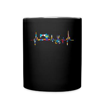 Quilt Knitting Crochet Sewing Machine Fabric - Full Colour Mug - black - Front
