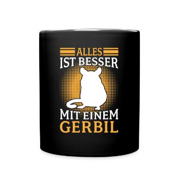 Tout va mieux avec Gerbille Rongeur Gerbille - Mug uni - noir - Devant