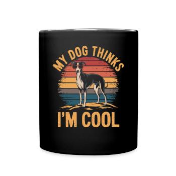 Whippet Mon chien pense que je suis cool - Mug uni - noir - Devant