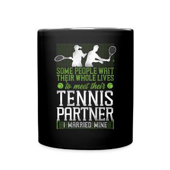 Funny Tennis Player Racket Husband - Full Colour Mug - black - Front