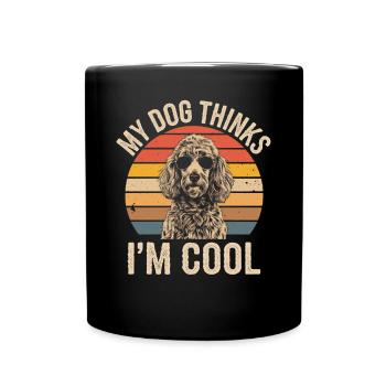 Caniche mon chien pense que je suis cool - Mug uni - noir - Devant