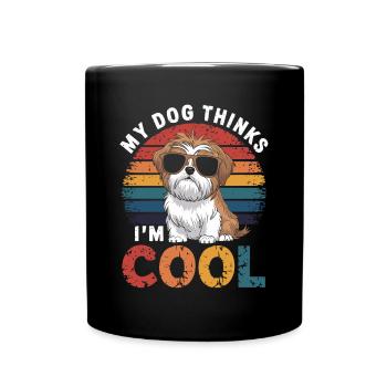 Shi shitzu mon chien pense que je suis cool - Mug uni - noir - Devant