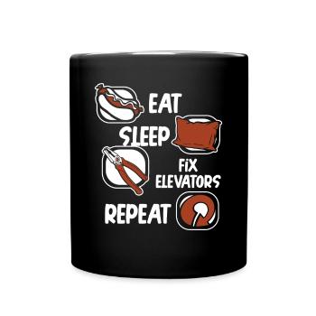 Manger Dormir Réparer les ascenseurs Technicien répétitif - Mug uni - noir - Devant