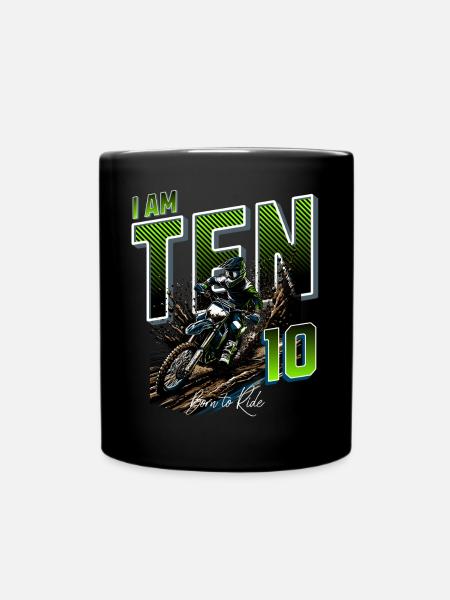 Motocross 10. Geburtstag - Tasse einfarbig - Schwarz