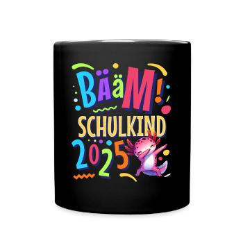 Bääm Schulkind 2025 Axolotl - Tasse einfarbig - Schwarz - Vorne