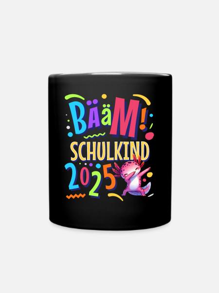 Bääm Schulkind 2025 Axolotl - Tasse einfarbig - Schwarz