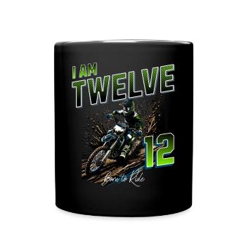 Motocross 12th Birthday - Full Colour Mug - black - Front