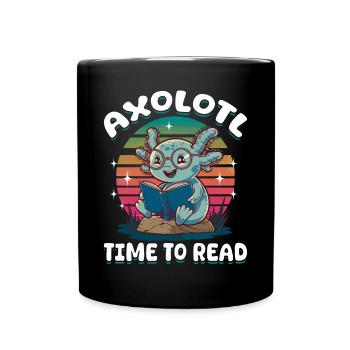 Funny Axolotl Books Kawaii Axolotl Time to Read - Tasse einfarbig - Schwarz - Vorne