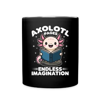 Funny Axolotl Books Kawaii Axolotl Pages - Tasse einfarbig - Schwarz - Vorne