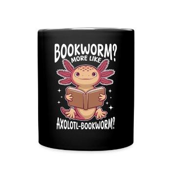 Funny Axolotl Books Kawaii Bookworm - Tasse einfarbig - Schwarz - Vorne