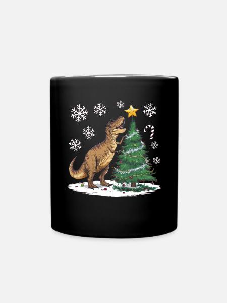Dinosaurier Ugly Christmas Weihnachten Xmas Trex - Tasse einfarbig - Schwarz