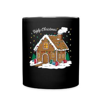 Bier Weihnachten Ugly Christmas Xmas Saufen Trinke - Tasse einfarbig - Schwarz - Vorne