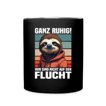 Calm down! We're not on the run sloth - Full Colour Mug - black - Front