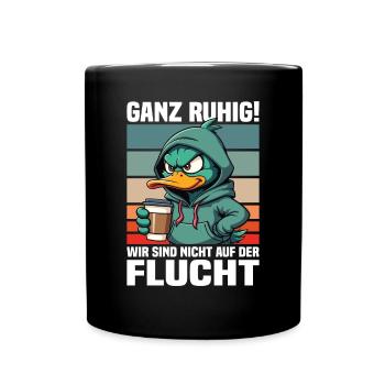 Calm down! We're not on the run duck - Full Colour Mug - black - Front
