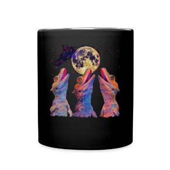 Lézard huppé Lune hurlante - Mug uni - noir - Devant