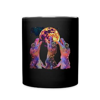 Lézard huppé Lune hurlante - Mug uni - noir - Devant