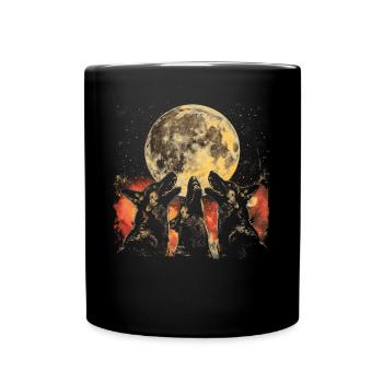 German Shepherd Howling Moon - Full Colour Mug - black - Front